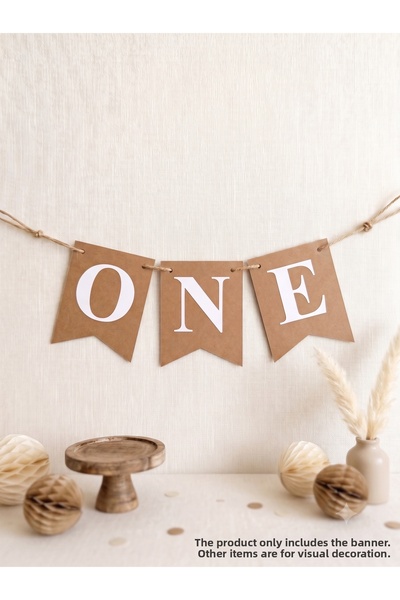 Öz-bal 1 Year Old Birthday Decoration One Written Background Paper Banner