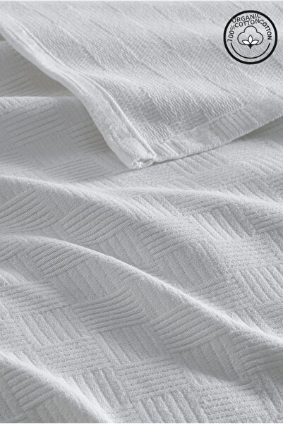 VESSİNOHOME Pique Single 100% Cotton Small Check Patterned Bedspread Hotel Ty...