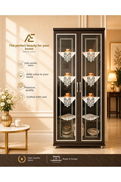 ZESA HOME 6 Piece Gardenia French Guipure Detailed Living Room Display Cabine...