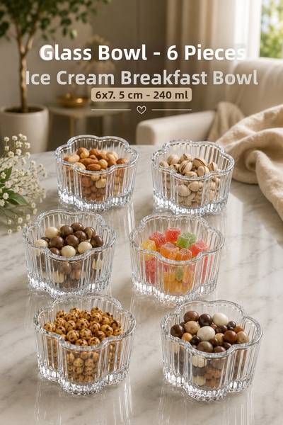 clasavm Layan 6-Piece Glass Snack and Dessert Bowl - Magnolya-Magnolia Presen...