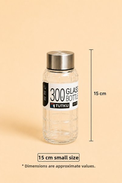 Tutku Home Metal Cap Glass Bottle Mini Size 300 ml
