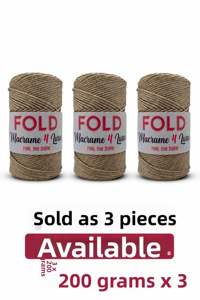 BD fold yarn قماش مكرامية بوليستر لامع رقم 4، 200 جرام، سمك 2 مم، 230 متر