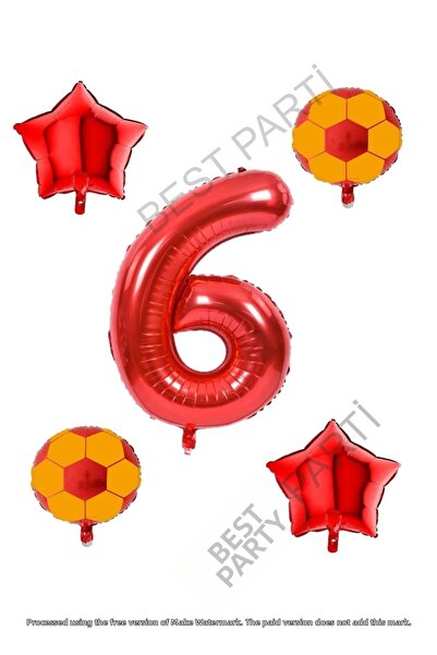 İSTOÇ PARTİ İstoç Yellow Red Soccer Ball Foil Balloon Set Age 6