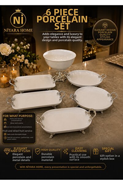 Niyara home 6-Piece Porcelain Set Adds Elegance and Luxury to Your Tables wit...