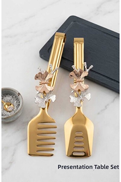Funny Life Ivory Luxury Stainless Steel Gold Presentation Tongs Set 2 Pieces ...