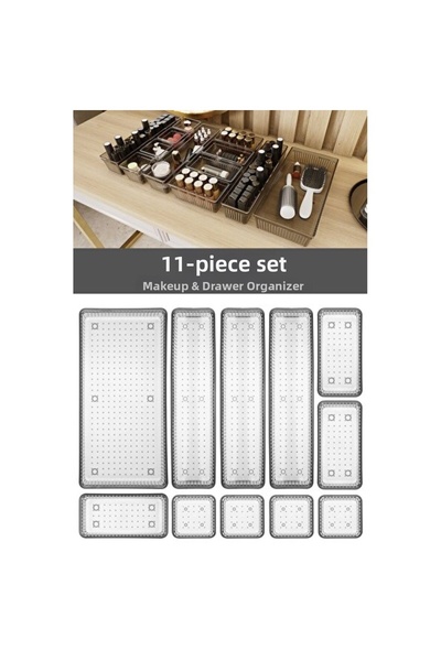 Empressco 11-Piece Drawer Organizer, Cosmetic and Jewelry Organizer, Makeup O...