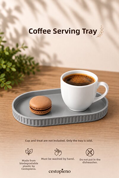 CESTOPİENO Coffee Presentation Plate Oval Serving Tray |   Eco-Friendly Biopl...