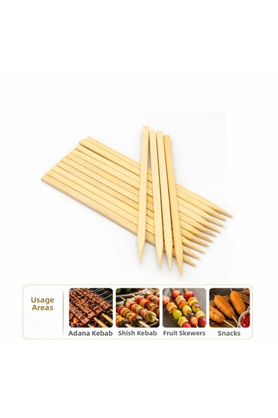 Livenda 60 Pieces of Wide Wooden Skewers - Adana Kebab Skewers - 25 cm