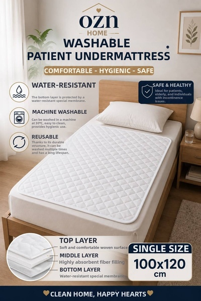 OZNHOME OZN HOME HASTA ALT PEDİ واقي سرير قابل للغسل ومقاوم للماء وعالي الامت...