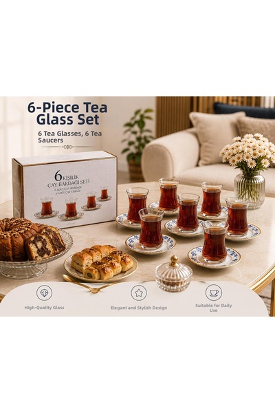 DİLAY HOME **Dilay Home 6-Person 12-Piece Tea Set – 6 Tea Cups & 6 Patterned ...