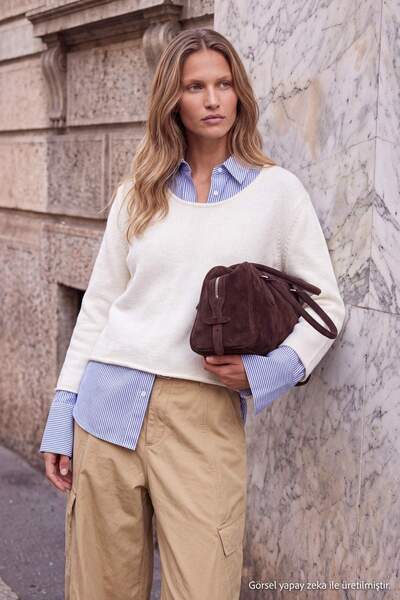 Trendyol Collection Wardrobe Essentials Ecru Soft Textured Pool Collar Basic ...