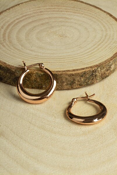BY BARUN SİLVER Küçük Oval Halka Küpe - Rose