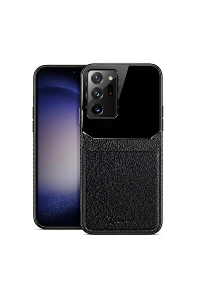 Zebana Samsung Galaxy Note 20 Ultra Uyumlu Kılıf Lens Deri Kılıf Siyah
