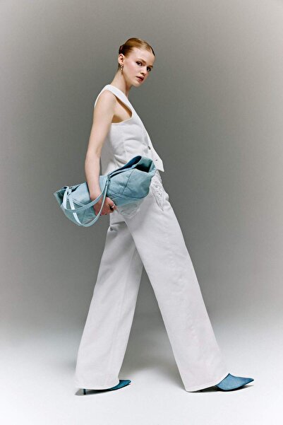 DeFacto Afra x Τζιν Παντελόνι Χαμηλόμεσο με Φαρδιά Γραμμή H5365AX26SM