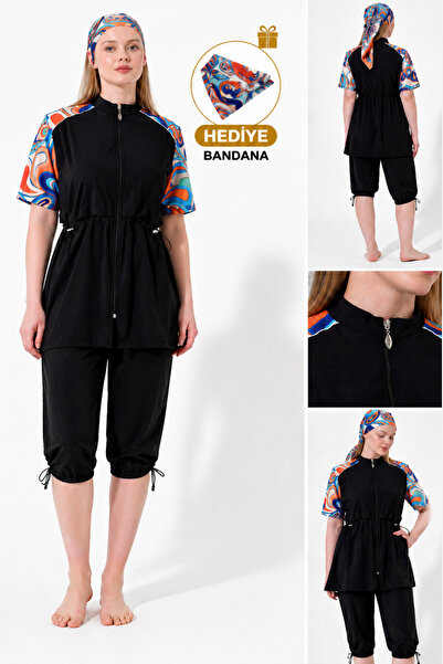 İYİBU Γυναικείο ημικλειστό μαγιό 5 τεμαχίων με φερμουάρ και κοντό μανίκι, αθλ...