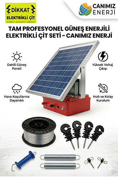 Elektrikliçit Çit Sistemleri Güneş Enerjili Elektrikli Çit Paketi 3-4 Dönüm K...