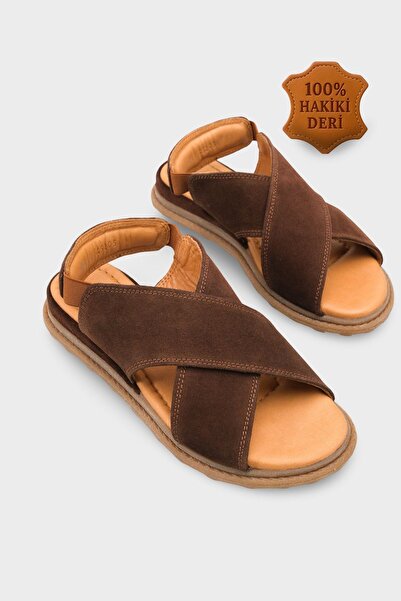 Capone Outfitters Δερμάτινα γυναικεία σανδάλια Elvira Cross Strap Velcro