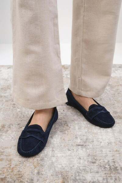 Mio Gusto Γυναικεία Loafer Παπούτσια Capri Γνήσια Suede σε Σκούρο Μπλε Χρώμα