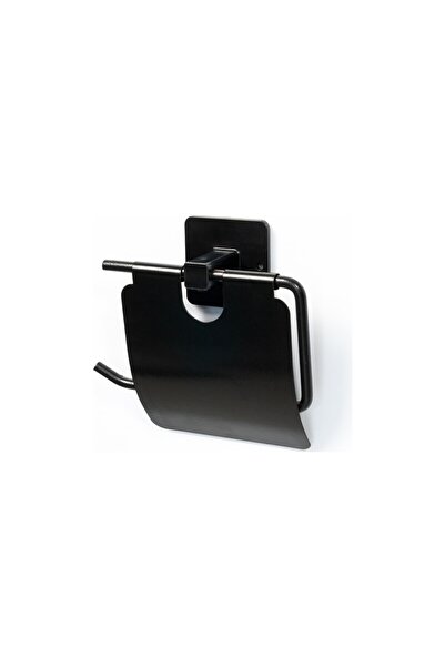 Roichil Black Wc Paper Holder with Adhesive Easy Mounted Cover