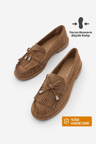 Marjin Γυναικεία Γνήσιο Δέρμα Με φούντες Μοκασίνια με φιόγκο Vardola μοκασίνι...