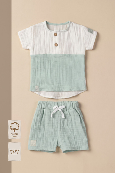 Minory Baby - %100 Pamuk Müslin Şortlu Takım