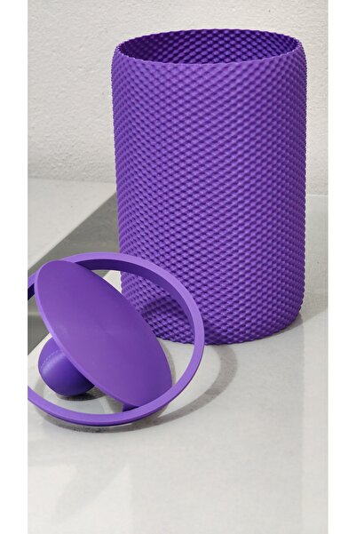 NESLİDEKOR Modern Geometrik Dokulu Döner Kapaklı Masaüstü Çöp Kutusu- 18 cm -...