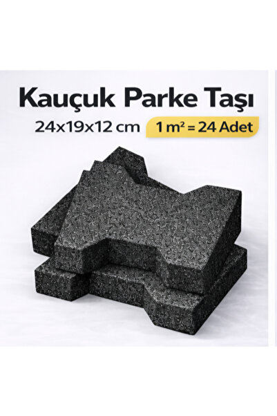 Doğa Kauçuk 24x19x12 cm Kauçuk Parke Taşı 1m² (24 Adet)