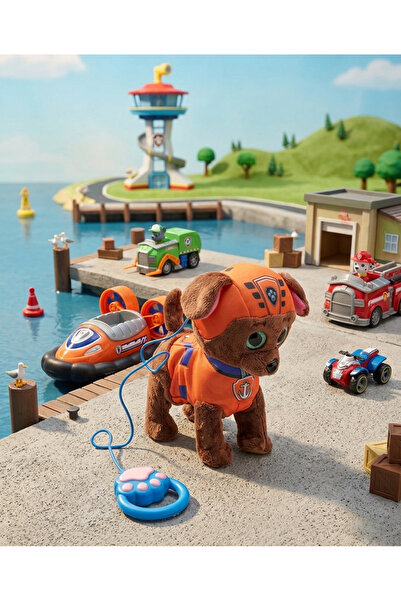 MJ TOYS Paw Patrol Köpek Yürüyen, Havlayan Müzikli Tasmalı Kumandalı Peluş Oy...