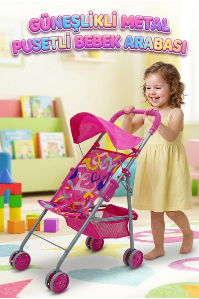 Tıfıl Toys Katlanabilir Güneşlikli Metal Pusetli Bebek Arabası
