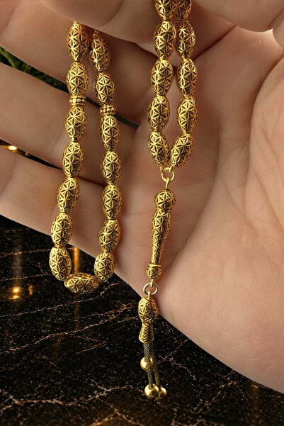 Duende Silver 14 Ayar Altın Kaplama Tesbih - Osmanlı Motif Tesbih - Arpa Kesi...