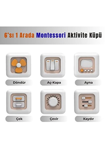 Generic Montessori Aktivite Küpü 6’sı 1 Arada Busy Cube Duyu Gelişim Oyuncağı...