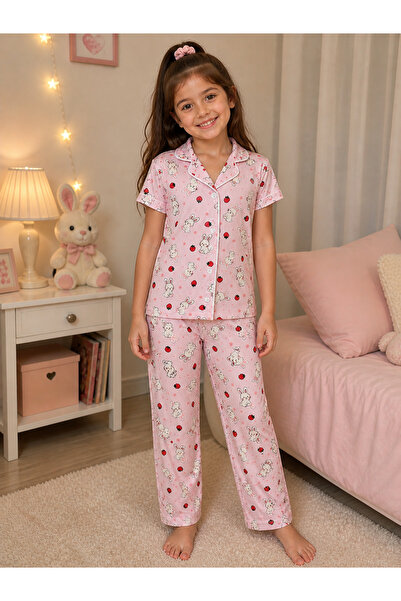 byalisdmr SET Pijamale pentru fete, de vară, din țesătură Milan, cu model căp...