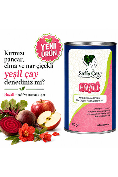 Safiş Çay Hayali 80 gr | Pancar, Elma & Nar Çiçekli Yeşil Çay | Ferah İçim