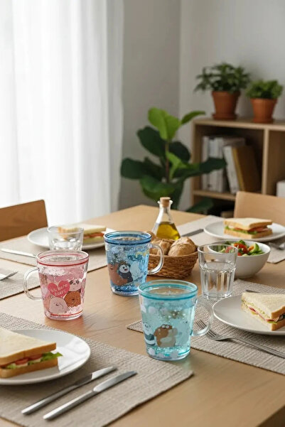 Miniso Lisanslı We Bare Bears Plastik Kupa 260 Ml – Yıldız Detaylı Şeffaf Çoc...