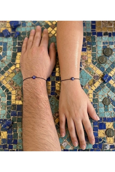 asal takı 2Pcs Evil Eye Beaded Couple Bracelet Women Men Lucky Bracelet Gift ...