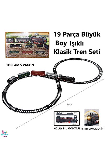 Brother Toys 19 Parça Pilli Işıklı Klasik Tren 91 Cm 3 Farklı Ray Seçeneği Oy...