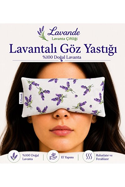 Lavande Lavanta Çiftliği وسادة عين مملوءة باللافندر 100% نقية قطن قابل للغسل ...
