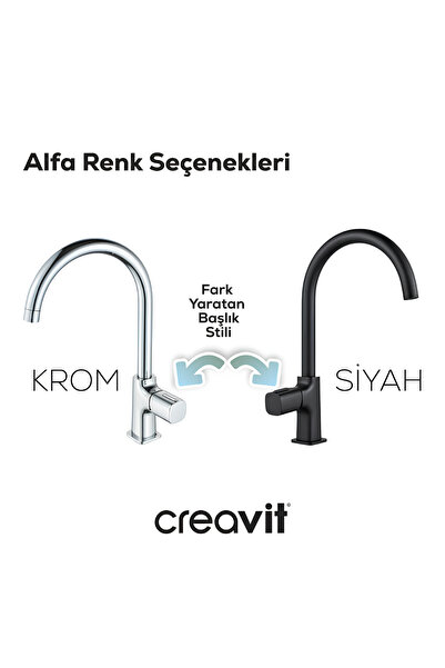Creavit Alfa Mutfak Armatürü Mat Siyah AL8500S