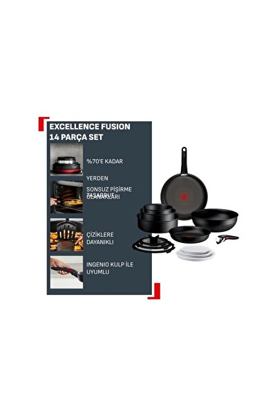 TEFAL Ingenio Excellence Fusion Core 9X Büyük Tencere Ve Tava Seti - 14 Parça -