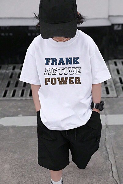 uyguntarz Παιδικό μπλουζάκι από βαμβακερό εμπριμέ Frank Active Power