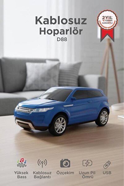 Torima Bluetooth Hoparlör Suv Araba Tasarımlı 16W FM USB Selfie Speaker D88 Mavi