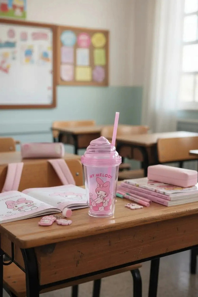 Miniso Sanrio Lisanslı My Melody Pipetli Plastik Şişe – 320 Ml Sızdırmaz ve E...