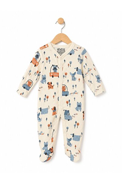 QR BABY Bebek Uyku Tulumu %100 Pamuk Çıtçıtlı Desenli Tulum