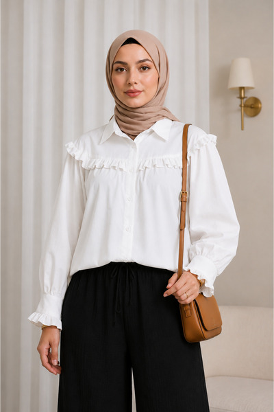 bellura Fırfır Detaylı Düğmeli Gömlek