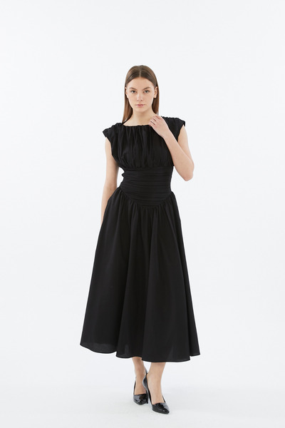 mosmi Rochie midi pentru femei, verde, cu tiv larg tip clopot, design cu tali...