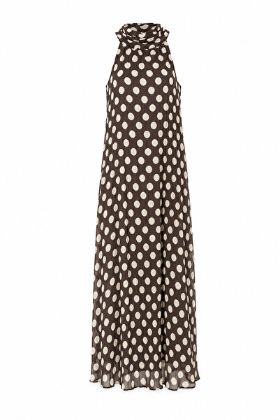 Serpirella Butik Halter Yaka Puantiyeli Elbise