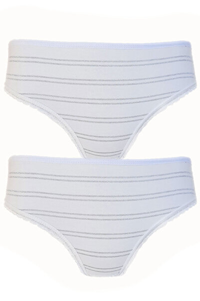 Hepsine Rakip 2li Kadın Sim Çizgili Bikini Külot Yüksek Bel İnce Lastik Ekonomik