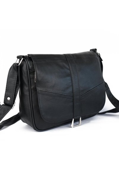 atter Genuine Leather Buckled Black Bag (28CM X 25CM)
