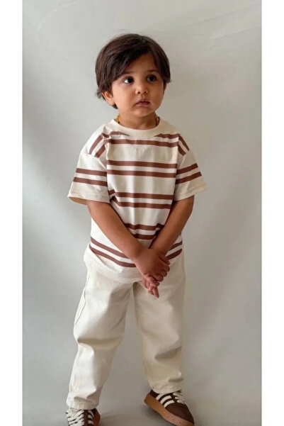 Kidmark Çocuk Modası Boy's Striped T-Shirt Gabardine Pants Set
