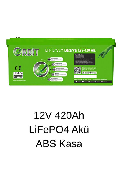 Orbit 12V 420Ah LiFePO4 Lityum Akü ABS Kasa Bluetooth & Ekranlı 6000+ Cycle